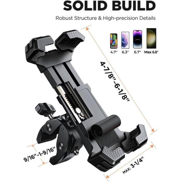 Motorcycle Phone Mount, [Fastest Visualize Lock][150mph Wind Anti-Shake] - Picture 6 of 7